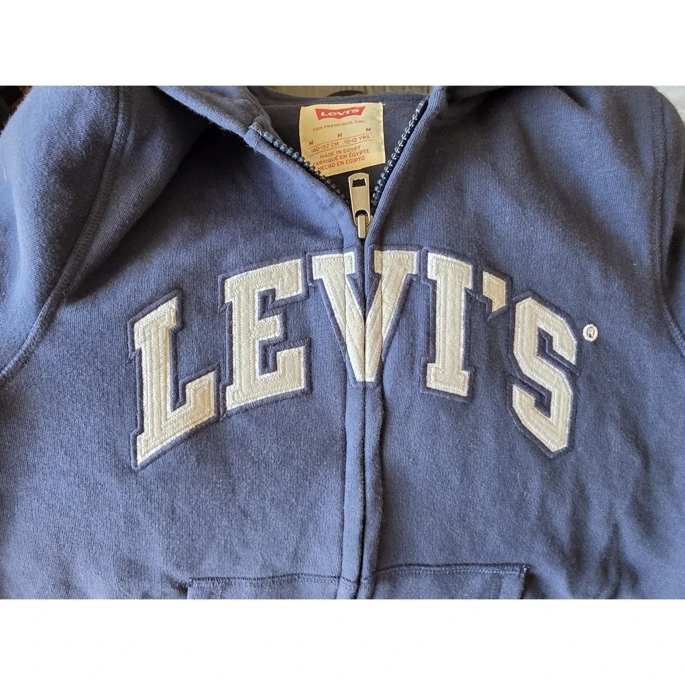 Levi's Kids Hoodie M 10-12 Navy Blue Long Sleeve Pullover Sweatshirt
